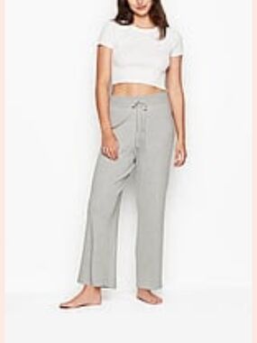 Victoria's Secret Gray Wide-Leg Drawstring Lounge Pants